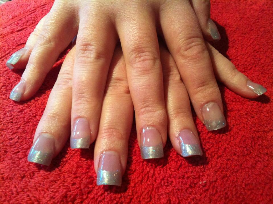 acrylics with silver glitter gelish